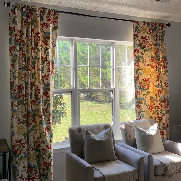 Set‎ of 4 Floral Patterned blackout curtains classic traditional red blue green - Picture 14 of 17